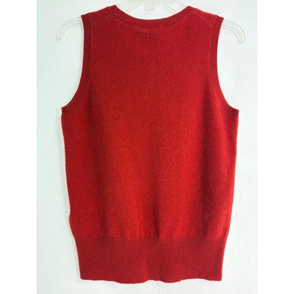 Lord & Taylor Woman's Red 100 % Cashmere Vest NWT Sz M Holidays Preppy Office - Picture 2 of 9
